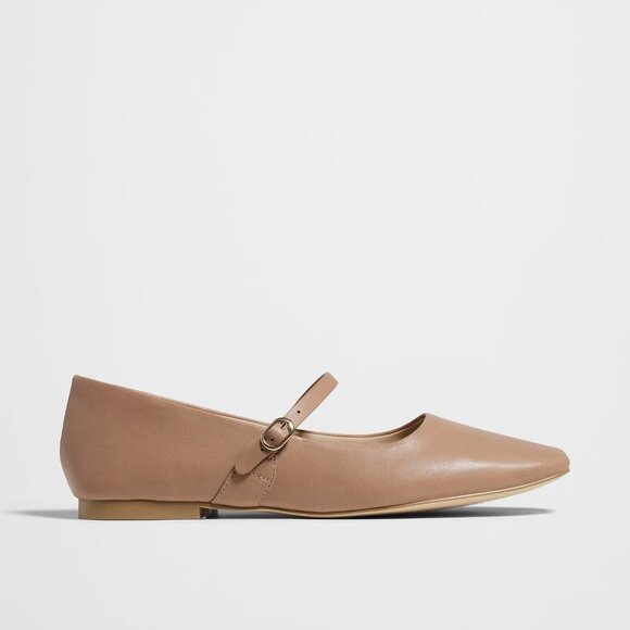 Banana Republic Vegan Leather Mary Jan Ballet Flat in Afternoon Lattee - Picture 1 of 3